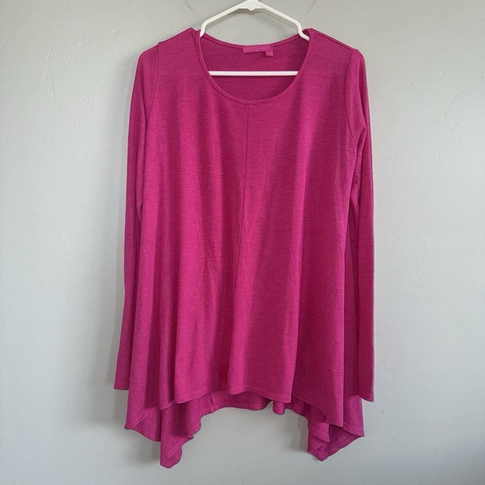 Fresh Produce Studio V Neck Tunic Top Blouse Woman Size XS Pink Fuchsia